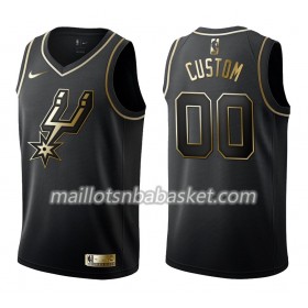 Maillot Homme San Antonio Spurs Personnalisable Nike Noir Gold Edition Swingman